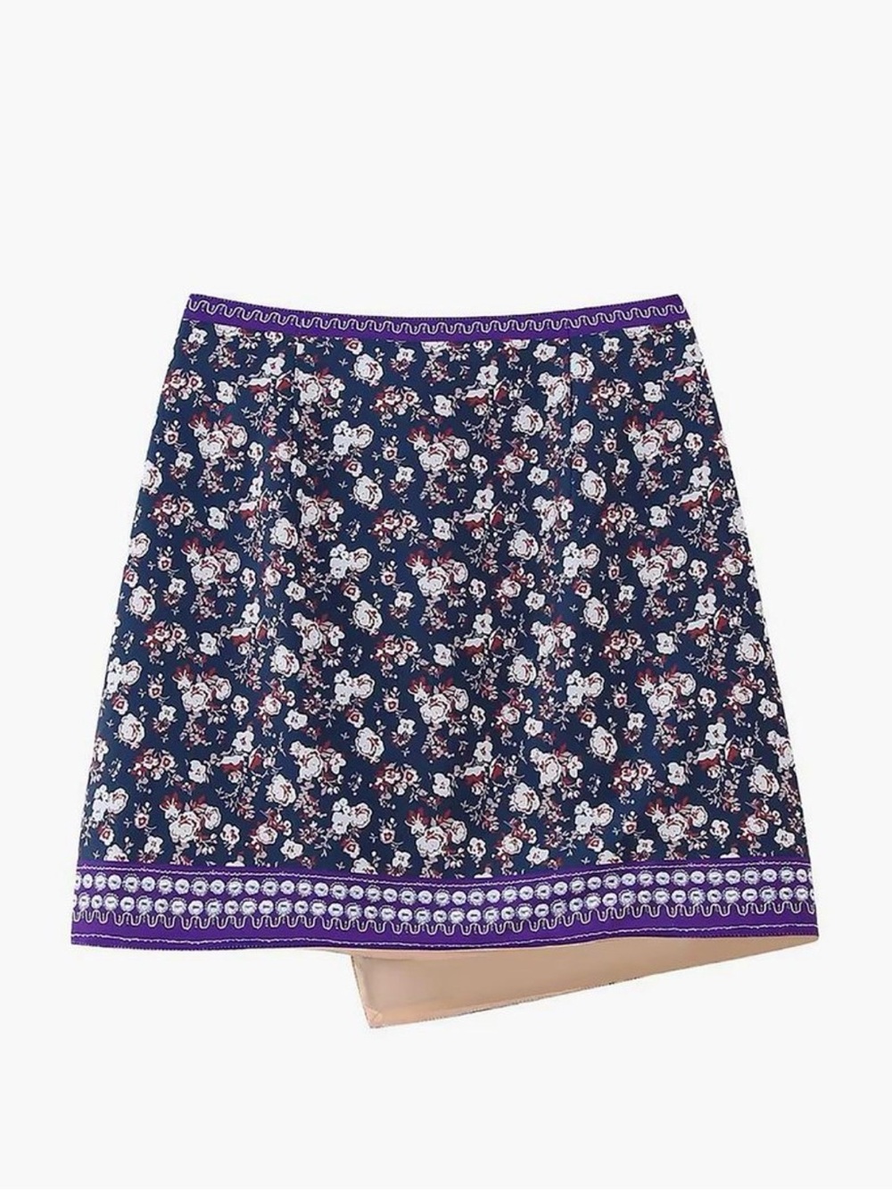 Commense Purple Patchwork Floral Mini Skirt - Picture 2 of 4